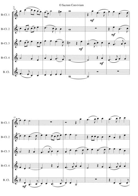 O Sacrum Convivium For Clarinet Quintet 4 Clarinets And 1 Bass Or 5 Clarinets Page 2