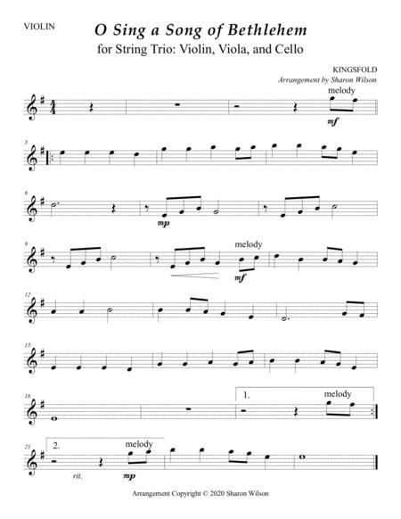 O Sing A Song Of Bethlehem For String Trio Violin Viola And Cello Page 2