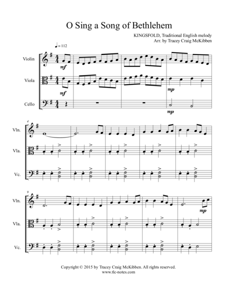 O Sing A Song Of Bethlehem Kingsfold For String Trio Page 2