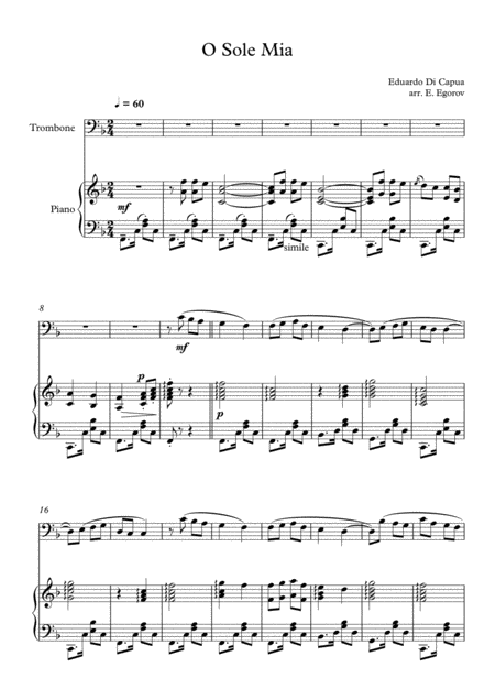 O Sole Mio Eduardo Di Capua For Trombone Piano Page 2