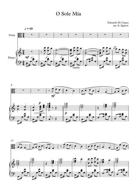 O Sole Mio Eduardo Di Capua For Viola Piano Page 2