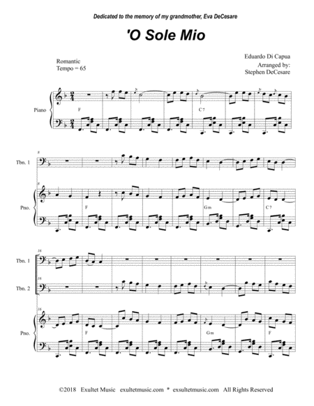 O Sole Mio Trombone Duet Page 2