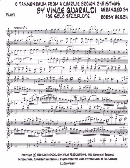 O Tannenbaum From A Charlie Brown Christmas For Solo Jazz Flute Page 2