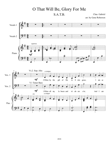 O That Will Be Glory For Me Choral Satb Arr Page 2