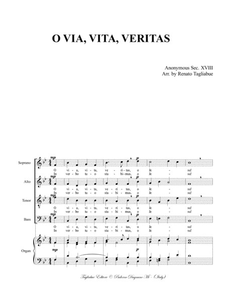 O Via Vita Veritas Arr For Satb Choir And Organ Page 2
