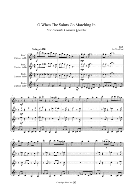 O When The Saints Go Marching In For Clarinet Quartet Page 2