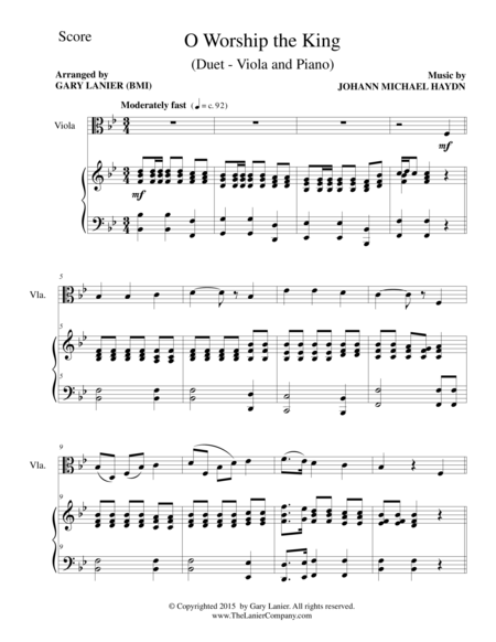 O Worship The King Duet Viola And Piano Score And Parts Page 2