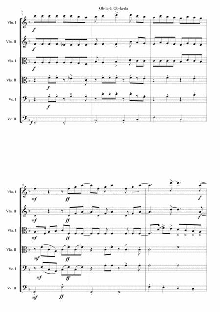 Ob La Di Ob La Da For String Sextet Or String Orchestra Page 2