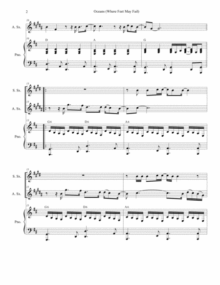 Oceans Where Feet May Fail Duet For Soprano And Alto Saxophone Page 2