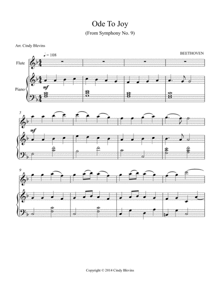 Ode To Joy Arranged For Piano And Flute Page 2