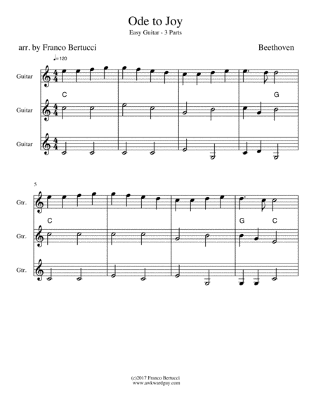 Ode To Joy Easy Guitar 3 Parts Page 2