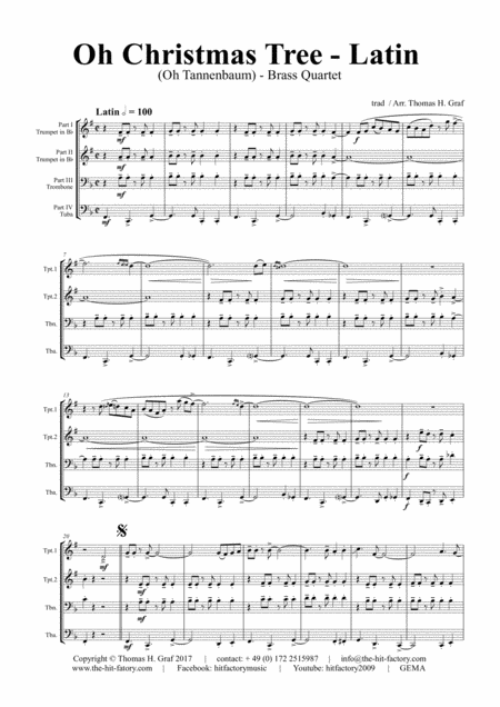 Oh Christmas Tree Latin Oh Tannenbaum Brass Quartet Page 2