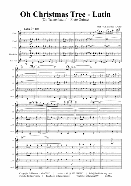 Oh Christmas Tree Latin Oh Tannenbaum Flute Quintet Page 2