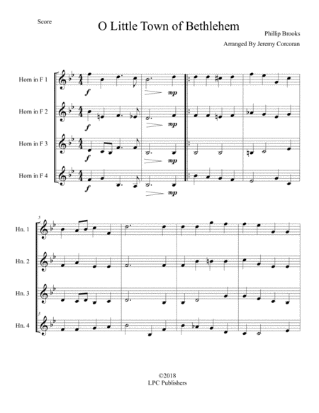 Oh Little Town Of Bethlehem For French Horn Quartet Page 2