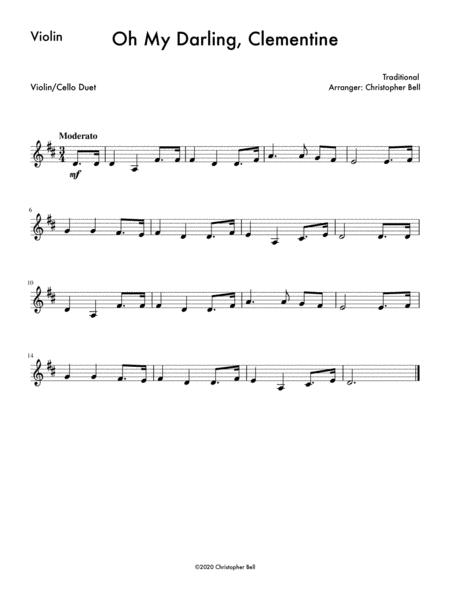 Oh My Darling Clementine Easy Violin Cello Duet Page 2