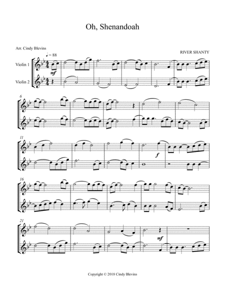 Oh Shenandoah For Violin Duet Page 2