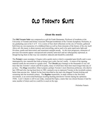 Old Toronto Suite For Trombone Octet Page 2