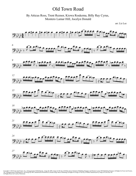 Old Town Road Remix Cello Solo Page 2