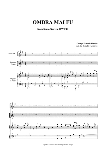 Ombra Mai Fu For Soprano Or Tenor Organ And Ad Libitum Instrument In C Page 2