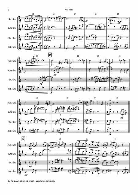 On The Sunny Side Of The Street Jazz Classic Saxophone Quartet Page 2