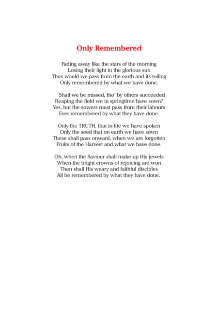 Only Remembered An Award Winning And Moving Memorial Day Or Armistice Day Hymn Anthem Setting Of Words Attributed To Ira Sankey Page 2