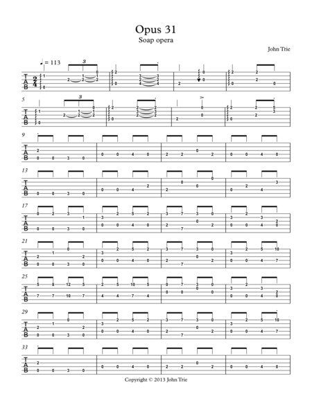 Opus 31 Soap Opera Guitar Tablature Page 2