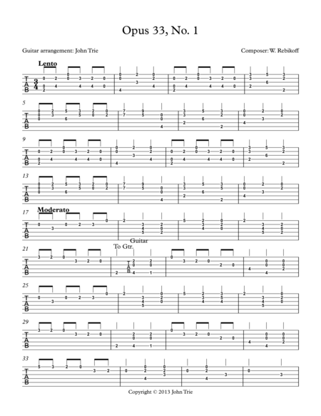 Opus 33 No 1 Guitar Tablature Page 2