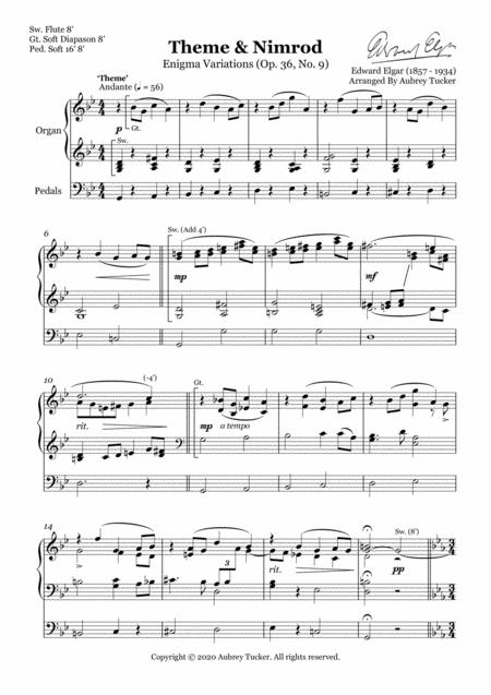 Organ Theme Nimrod Enigma Variations Op 36 No 9 Edward Elgar Page 2