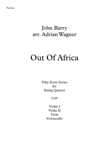 Out Of Africa John Barry String Quartet Arr Adrian Wagner Page 2