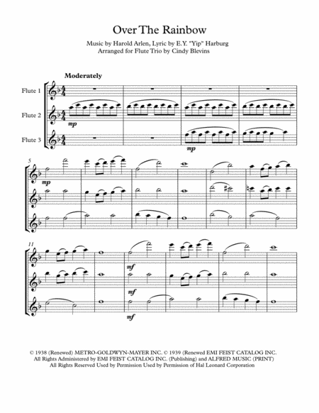 Over The Rainbow From The Wizard Of Oz Arranged For Flute Trio Page 2