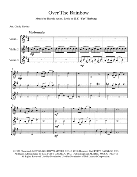 Over The Rainbow From The Wizard Of Oz Arranged For Violin Trio Page 2