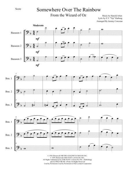 Over The Rainbow From The Wizard Of Oz For Bassoon Trio Page 2