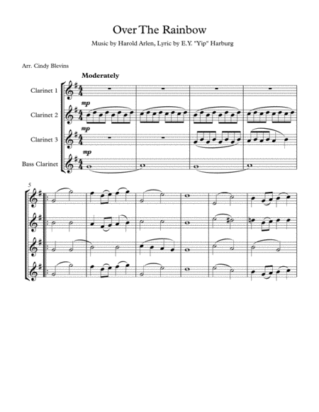 Over The Rainbow From The Wizard Of Oz For Clarinet Quartet With Bass Clarinet Page 2