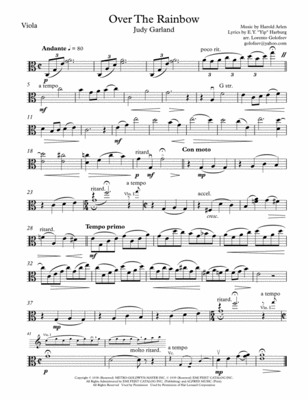 Over The Rainbow From The Wizard Of Oz String Trio Page 2