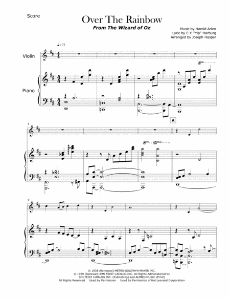 Over The Rainbow From The Wizard Of Oz Violin And Piano Page 2