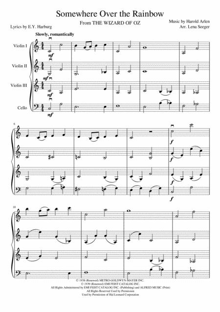Over The Rainbow Three Violins And Cello Page 2