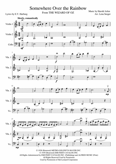 Over The Rainbow Two Violins And Cello Page 2