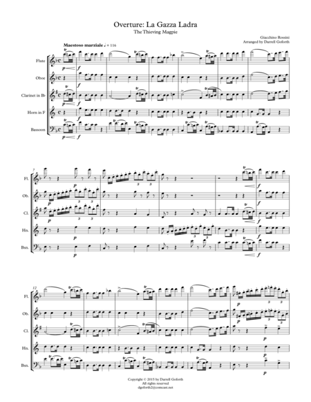 Overture To La Gazza Ladra The Thieving Magpie For Wind Quintet Page 2