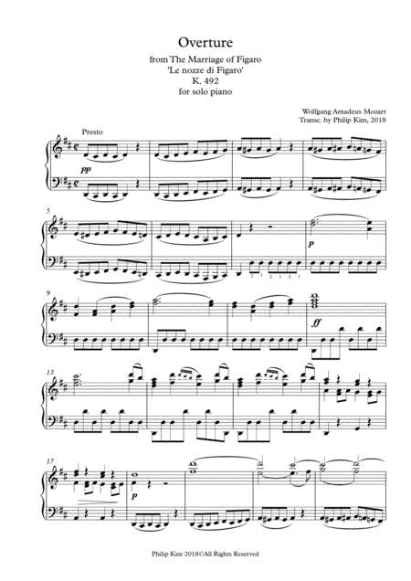 Overture To The Marriage Of Figaro Le Nozze Di Figaro For Advanced Solo Piano Page 2