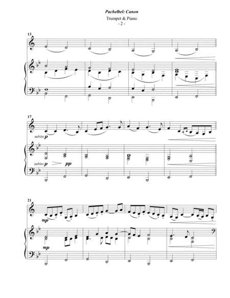 Pachelbel Canon For Trumpet Piano Page 2