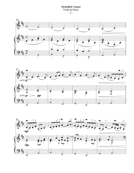 Pachelbel Canon For Violin Piano Page 2