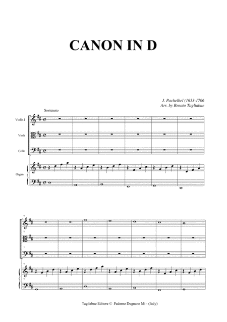 Pachelbel Canon In D Arr For Strings And Organ With Parts Page 2