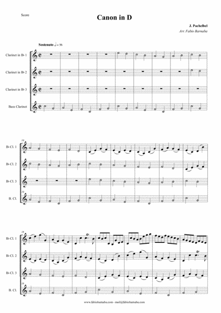 Pachelbel Canon In D For Clarinet Quartet Or Clarinet Choir Page 2