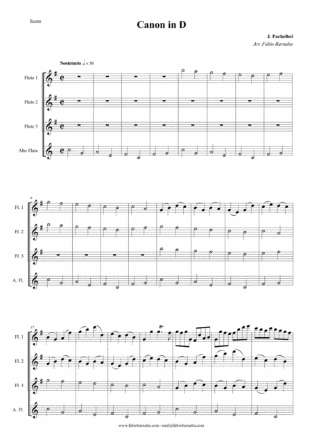 Pachelbel Canon In D For Flute Quartet Or Flute Choir Page 2