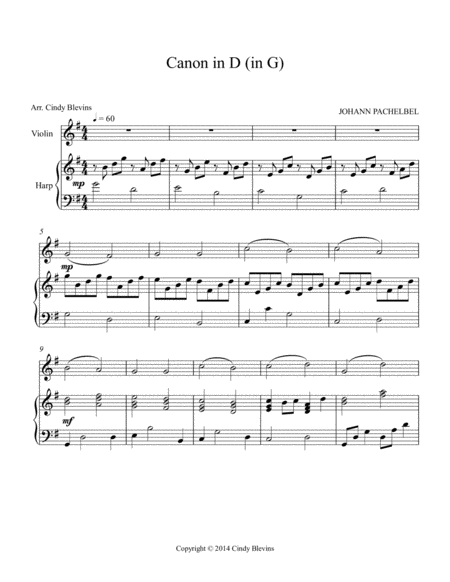 Pachelbels Canon Arranged For Harp And Violin Page 2