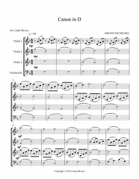 Pachelbels Canon For Three Violins And Cello Page 2