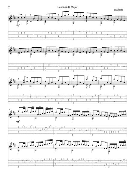 Pachelbels Canon In D Solo Guitar Sheet Music And Tab Page 2