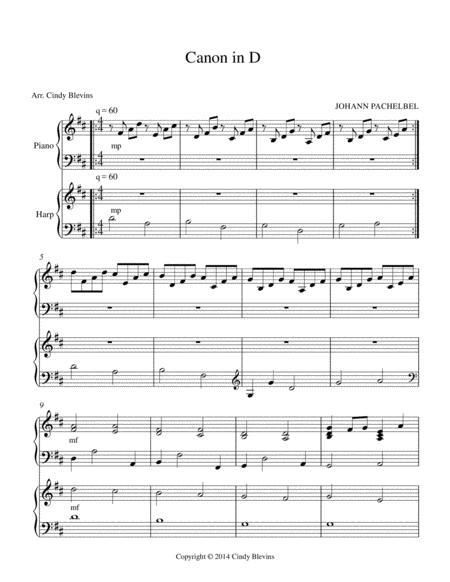 Pachelbels Canon Piano And Harp Duet Page 2