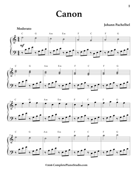 Pachelbels Canon Super Easy Solo Piano Arr Page 2