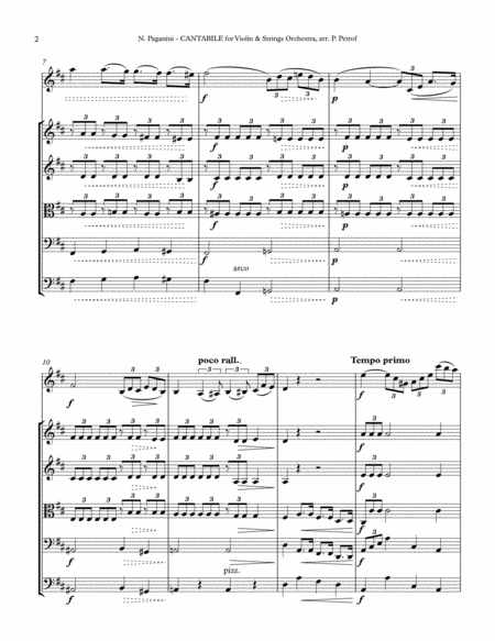 Paganini Cantabile For Violin And String Orchestra Score Page 2